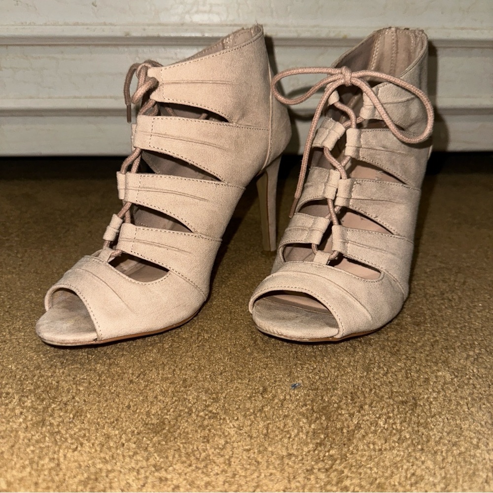 Kelly & Katie Blush Lace-Up Heels